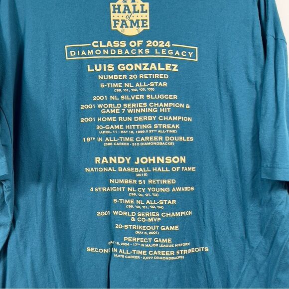 Tultex SGA Teal Randy Johnson & Luis Gonzalez Hall of Fame Graphic Tee 0707 - Picture 4 of 10